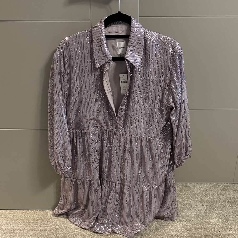 Maeve Sparkling Purple Sequin Blouse